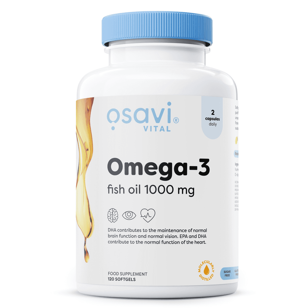 Omega-3 Fish Oil Molecularly Distilled, 1000mg - 120 softgels
