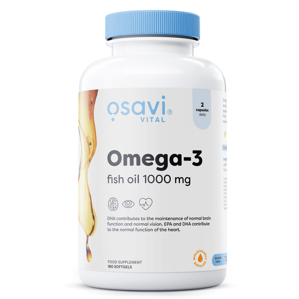 Omega-3 Fish Oil Molecularly Distilled, 1000mg - 180 softgels
